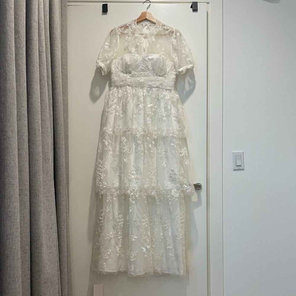 Ivory Blossom Sequin Tiered Maxi Dress  (Self-Portrait) - Picture 8 of 16